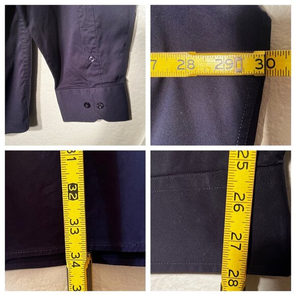 Alain Andre of Paris 6XL Mens Slim Fit Button-Down Dress Shirt Navy Blue Formal - Picture 10 of 16